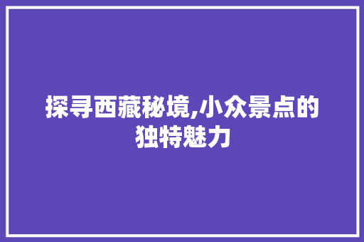 探寻西藏秘境,小众景点的独特魅力