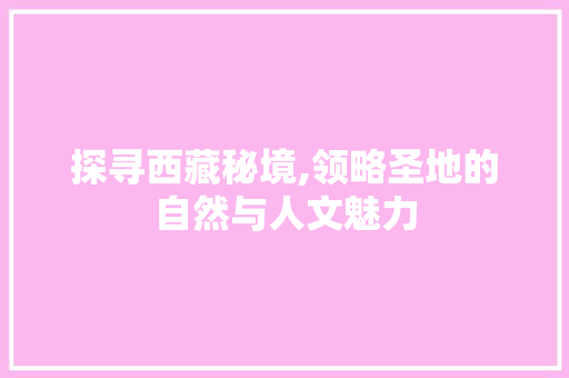 探寻西藏秘境,领略圣地的自然与人文魅力