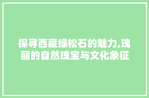 探寻西藏绿松石的魅力,瑰丽的自然瑰宝与文化象征