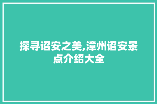 探寻诏安之美,漳州诏安景点介绍大全