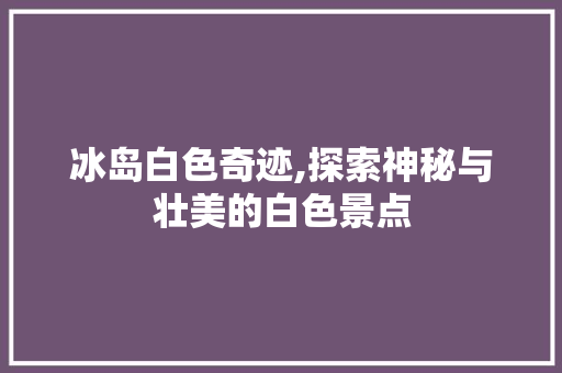 冰岛白色奇迹,探索神秘与壮美的白色景点  第1张