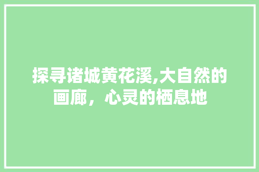 探寻诸城黄花溪,大自然的画廊，心灵的栖息地