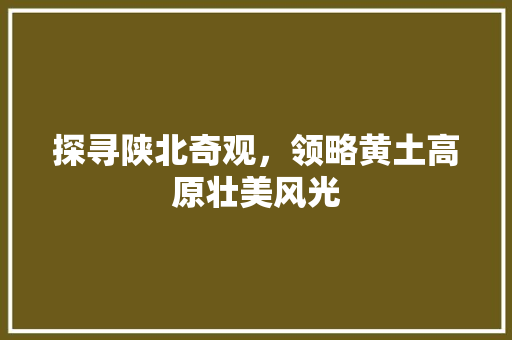 探寻陕北奇观，领略黄土高原壮美风光