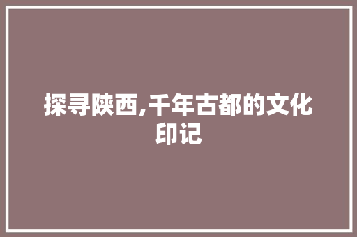 探寻陕西,千年古都的文化印记