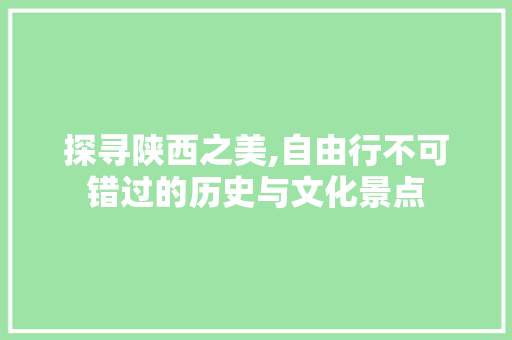 探寻陕西之美,自由行不可错过的历史与文化景点