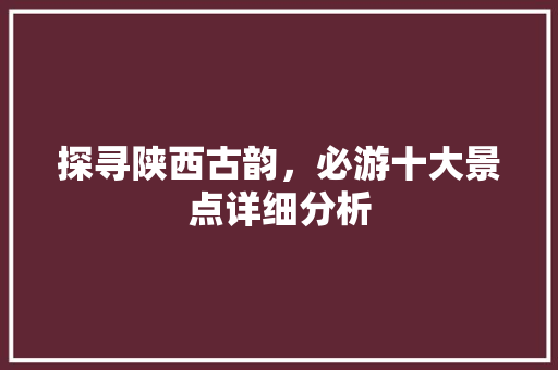 探寻陕西古韵，必游十大景点详细分析