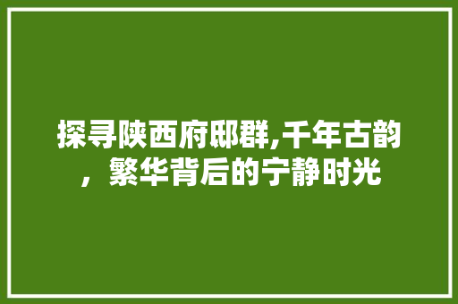 探寻陕西府邸群,千年古韵，繁华背后的宁静时光