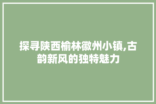 探寻陕西榆林徽州小镇,古韵新风的独特魅力