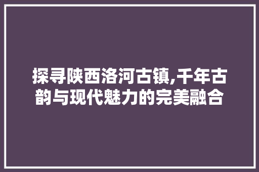 探寻陕西洛河古镇,千年古韵与现代魅力的完美融合