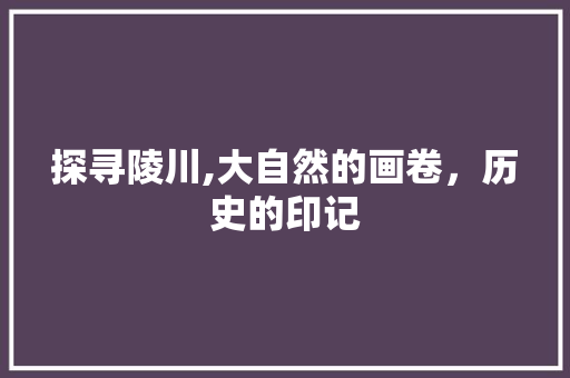 探寻陵川,大自然的画卷，历史的印记