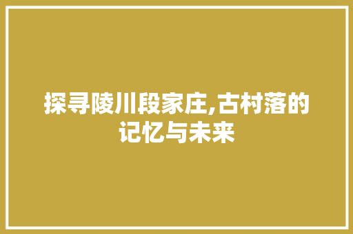 探寻陵川段家庄,古村落的记忆与未来