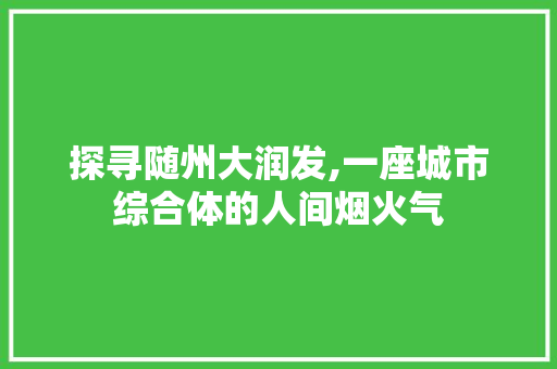 探寻随州大润发,一座城市综合体的人间烟火气