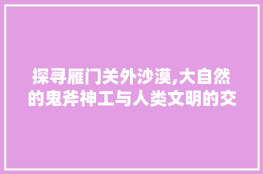 探寻雁门关外沙漠,大自然的鬼斧神工与人类文明的交融