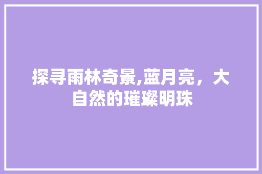 探寻雨林奇景,蓝月亮，大自然的璀璨明珠