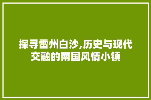 探寻雷州白沙,历史与现代交融的南国风情小镇