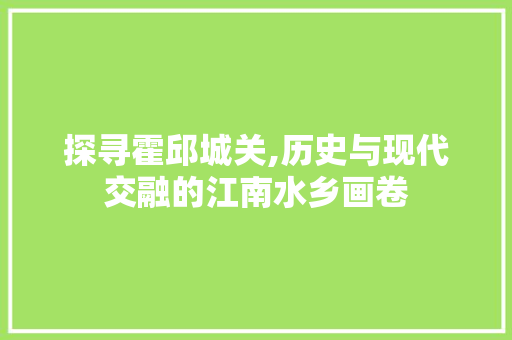 探寻霍邱城关,历史与现代交融的江南水乡画卷  第1张