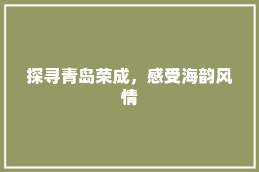 探寻青岛荣成，感受海韵风情