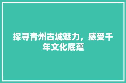 探寻青州古城魅力，感受千年文化底蕴