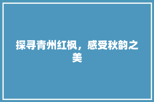 探寻青州红枫，感受秋韵之美