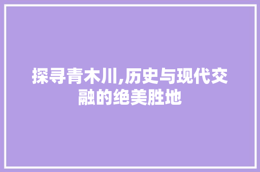 探寻青木川,历史与现代交融的绝美胜地