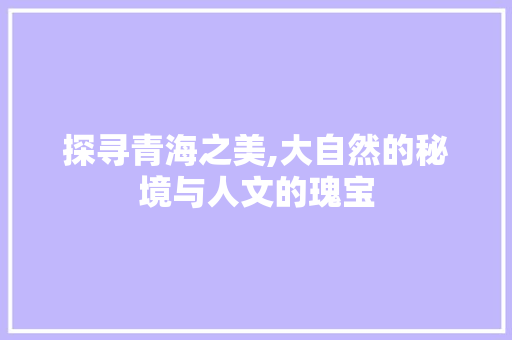 探寻青海之美,大自然的秘境与人文的瑰宝