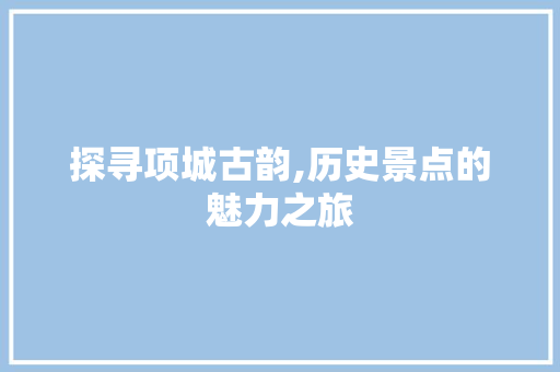 探寻项城古韵,历史景点的魅力之旅