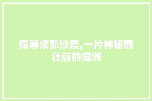 探寻须弥沙漠,一片神秘而壮丽的绿洲