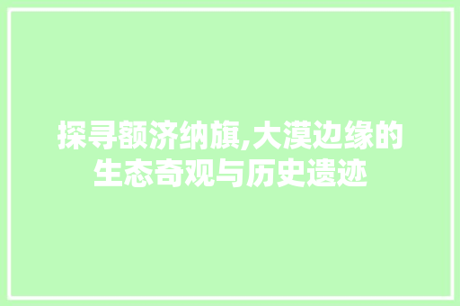 探寻额济纳旗,大漠边缘的生态奇观与历史遗迹