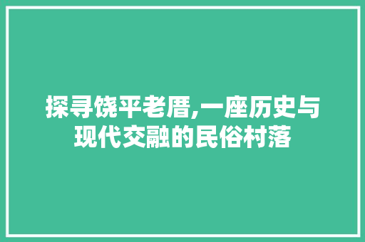 探寻饶平老厝,一座历史与现代交融的民俗村落