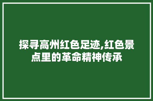 探寻高州红色足迹,红色景点里的革命精神传承