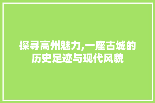 探寻高州魅力,一座古城的历史足迹与现代风貌