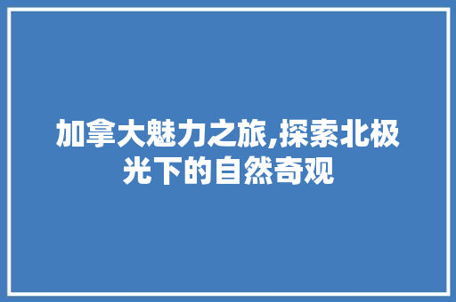 加拿大魅力之旅,探索北极光下的自然奇观