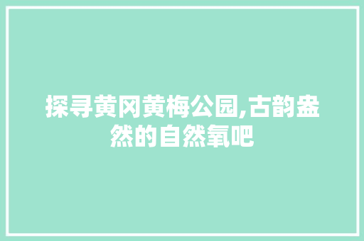 探寻黄冈黄梅公园,古韵盎然的自然氧吧