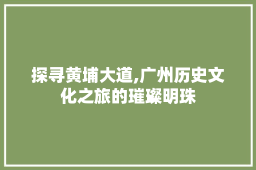 探寻黄埔大道,广州历史文化之旅的璀璨明珠