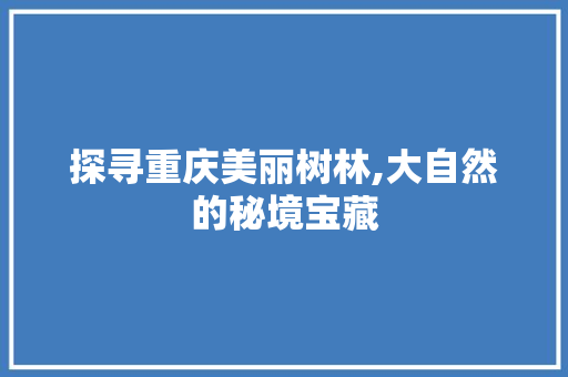 探寻重庆美丽树林,大自然的秘境宝藏