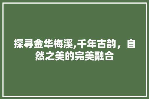 探寻金华梅溪,千年古韵，自然之美的完美融合