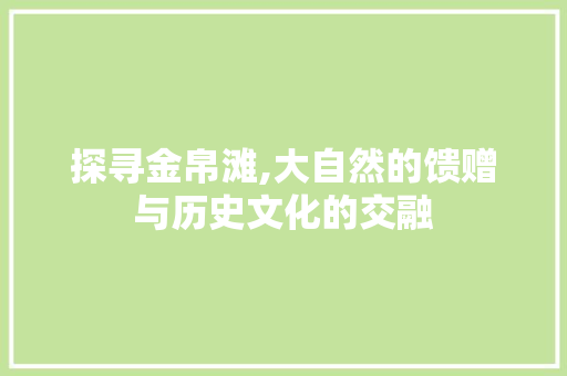 探寻金帛滩,大自然的馈赠与历史文化的交融