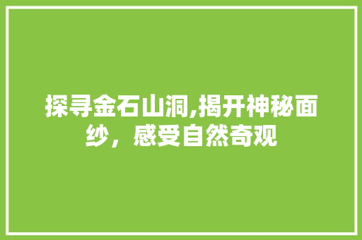 探寻金石山洞,揭开神秘面纱，感受自然奇观