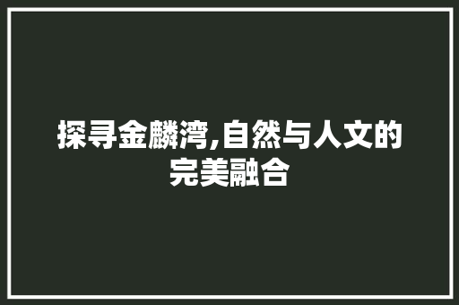 探寻金麟湾,自然与人文的完美融合