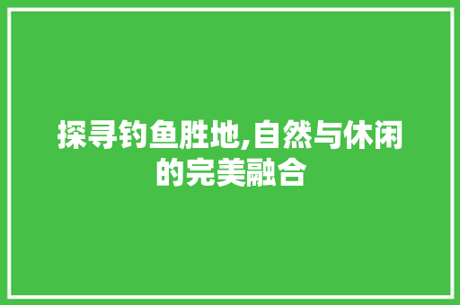 探寻钓鱼胜地,自然与休闲的完美融合