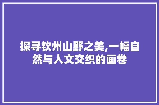 探寻钦州山野之美,一幅自然与人文交织的画卷