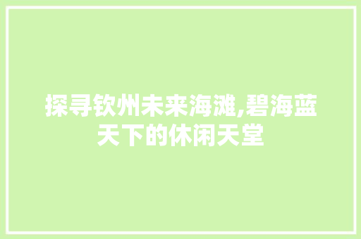 探寻钦州未来海滩,碧海蓝天下的休闲天堂