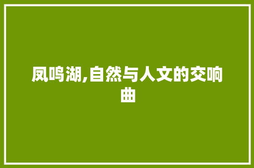 凤鸣湖,自然与人文的交响曲  第1张