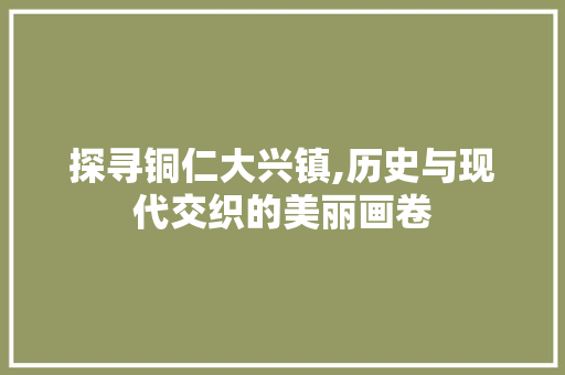 探寻铜仁大兴镇,历史与现代交织的美丽画卷