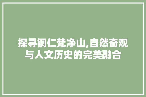 探寻铜仁梵净山,自然奇观与人文历史的完美融合