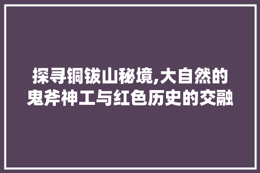 探寻铜钹山秘境,大自然的鬼斧神工与红色历史的交融