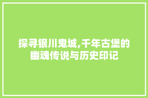 探寻银川鬼城,千年古堡的幽魂传说与历史印记