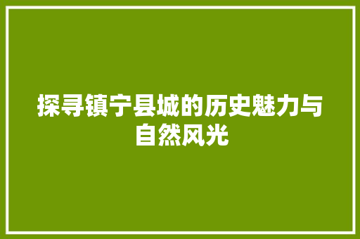 探寻镇宁县城的历史魅力与自然风光