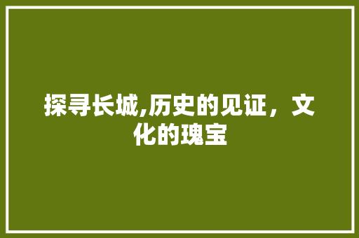 探寻长城,历史的见证，文化的瑰宝