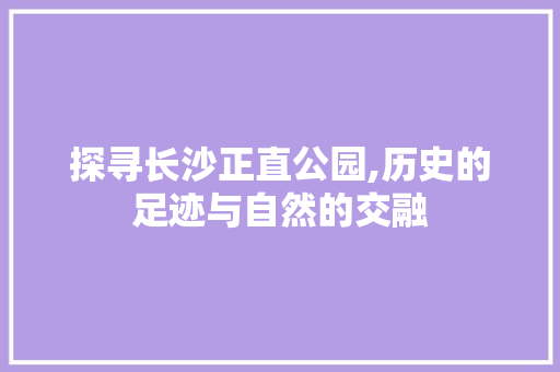 探寻长沙正直公园,历史的足迹与自然的交融